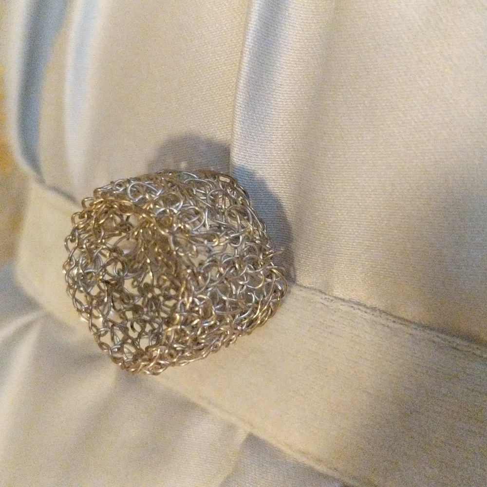 Pearl & silver mesh ring - Picture 4 of 5